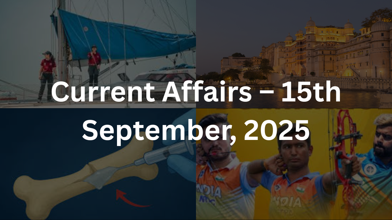 Current Affairs – 15th September, 2025