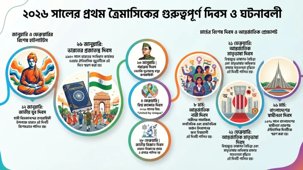 2026 সালের আগামী তিন মাসের গুরুত্বপূর্ণ দিন ও ঘটনাবলী