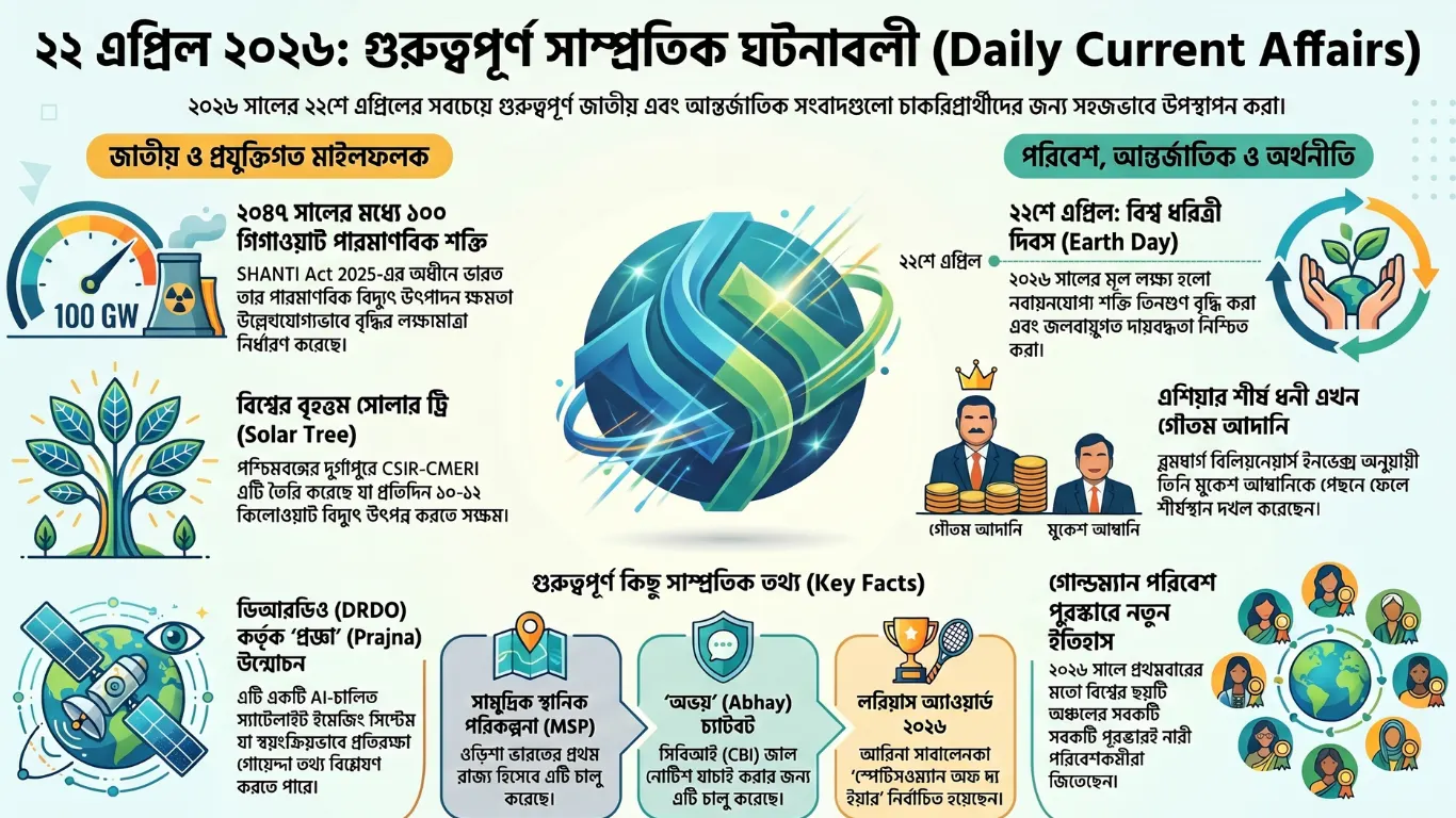 কারেন্ট অ্যাফেয়ার্স – 22 এপ্রিল, 2026
