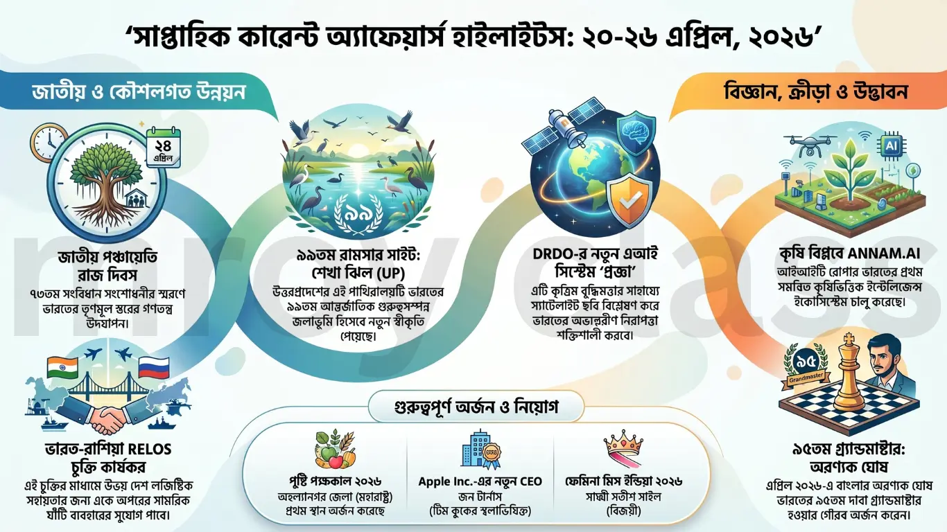 সাপ্তাহিক সাম্প্রতিক ঘটনাবলী 20-26 এপ্রিল, 2026