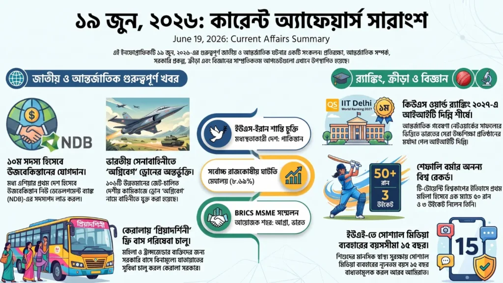 কারেন্ট অ্যাফেয়ার্স – 19 জুন, 2026