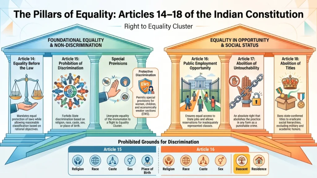Indian Polity Set 20 Fundamental Rights (Articles 14-18)