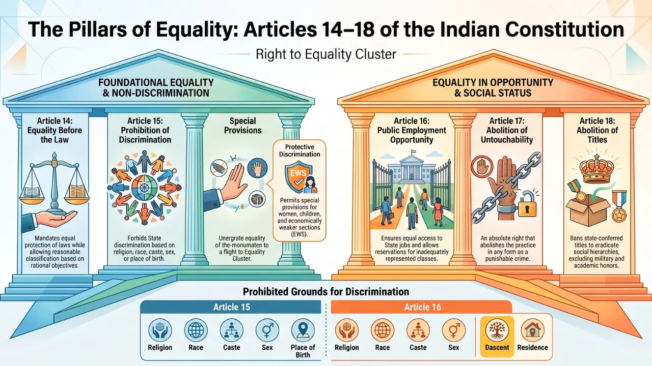Indian Polity Set 20 : Fundamental Rights (Articles 14-18)