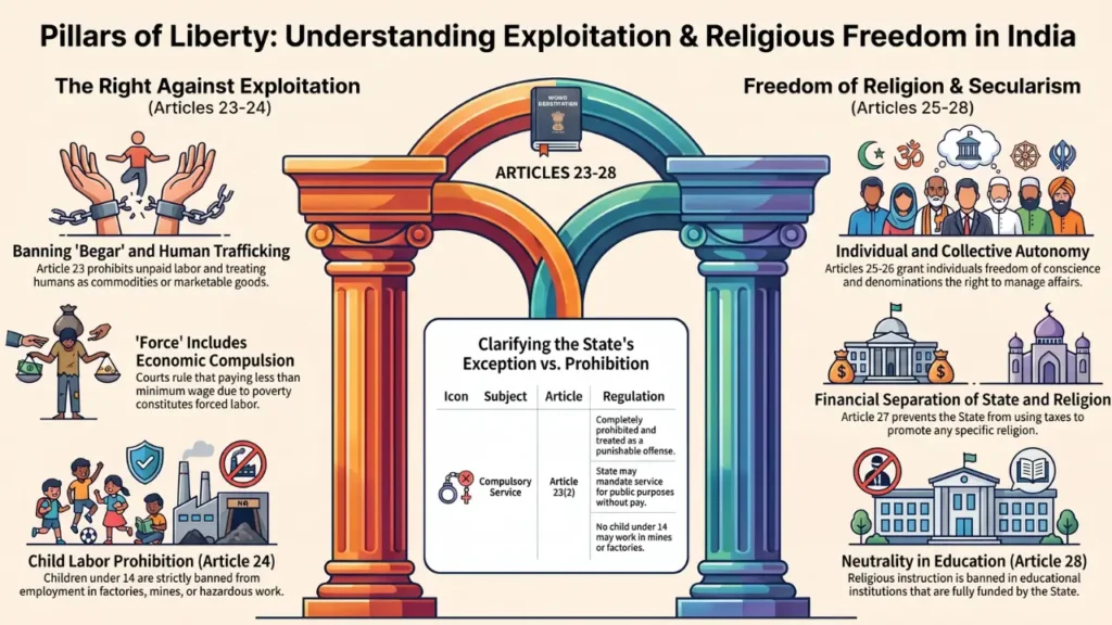 Indian Polity Set 22 Right Against Exploitation & Freedom of Religion