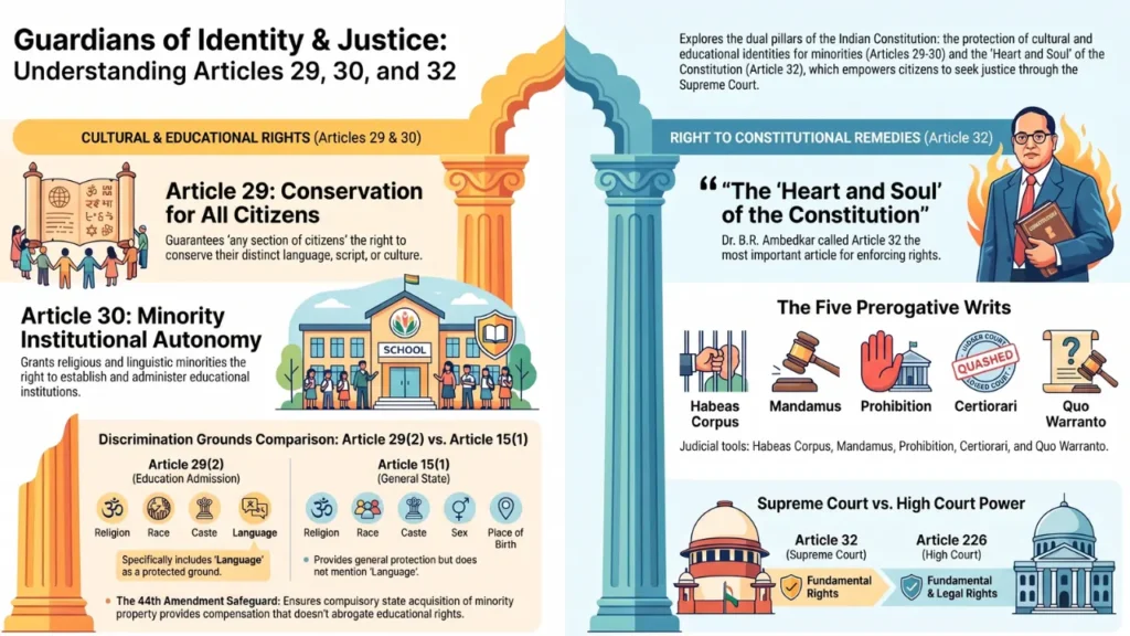Indian Polity Set 23 Cultural Rights, Article 32 & Writs