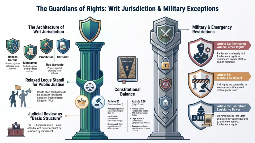 Indian Polity Set 24 Supreme Court Writs & Armed Forces Rights
