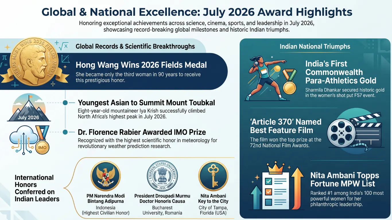 Awards Current Affairs July 2026 Set 1