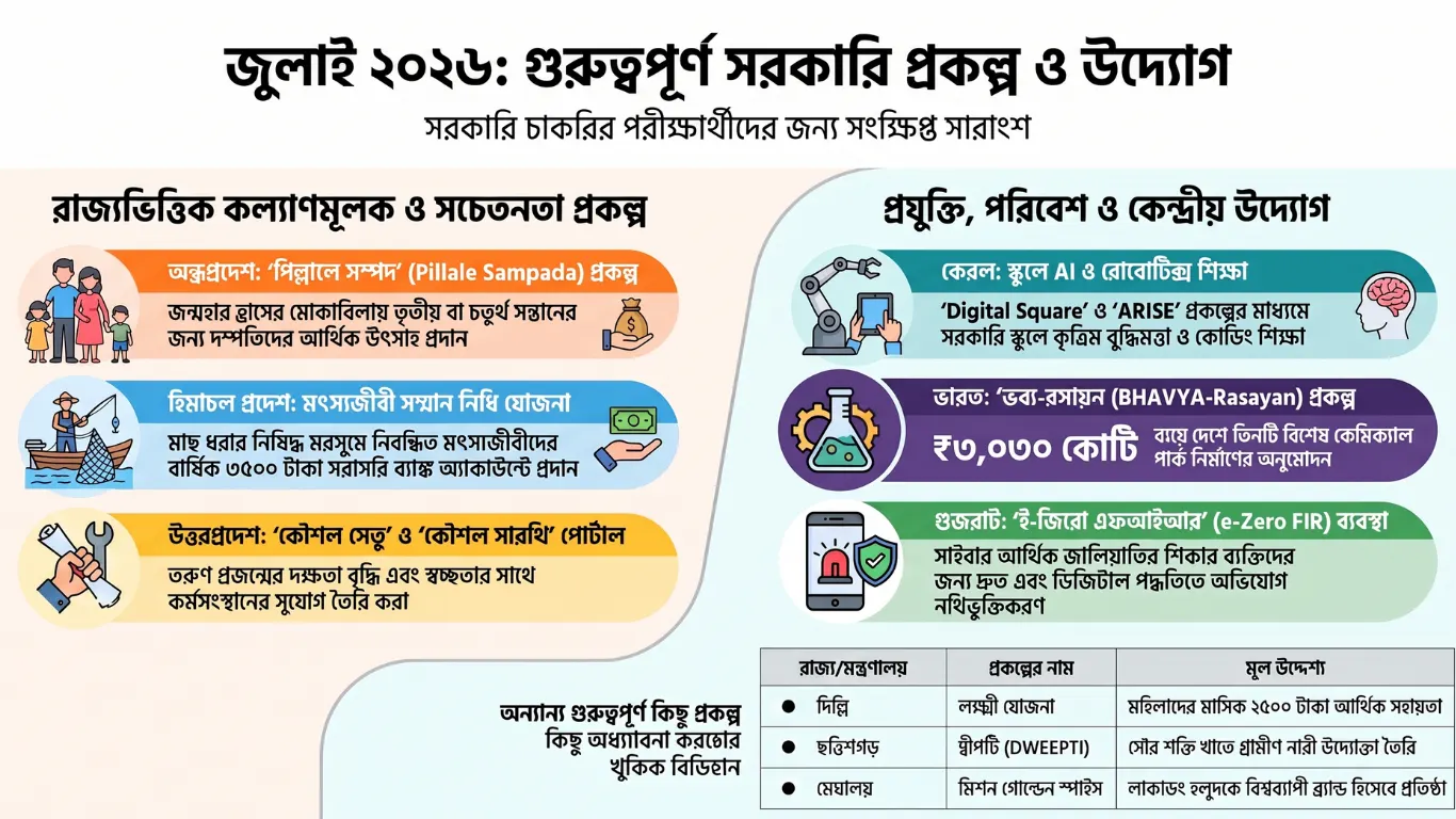 সরকারি প্রকল্প জুলাই 2026 সেট 1